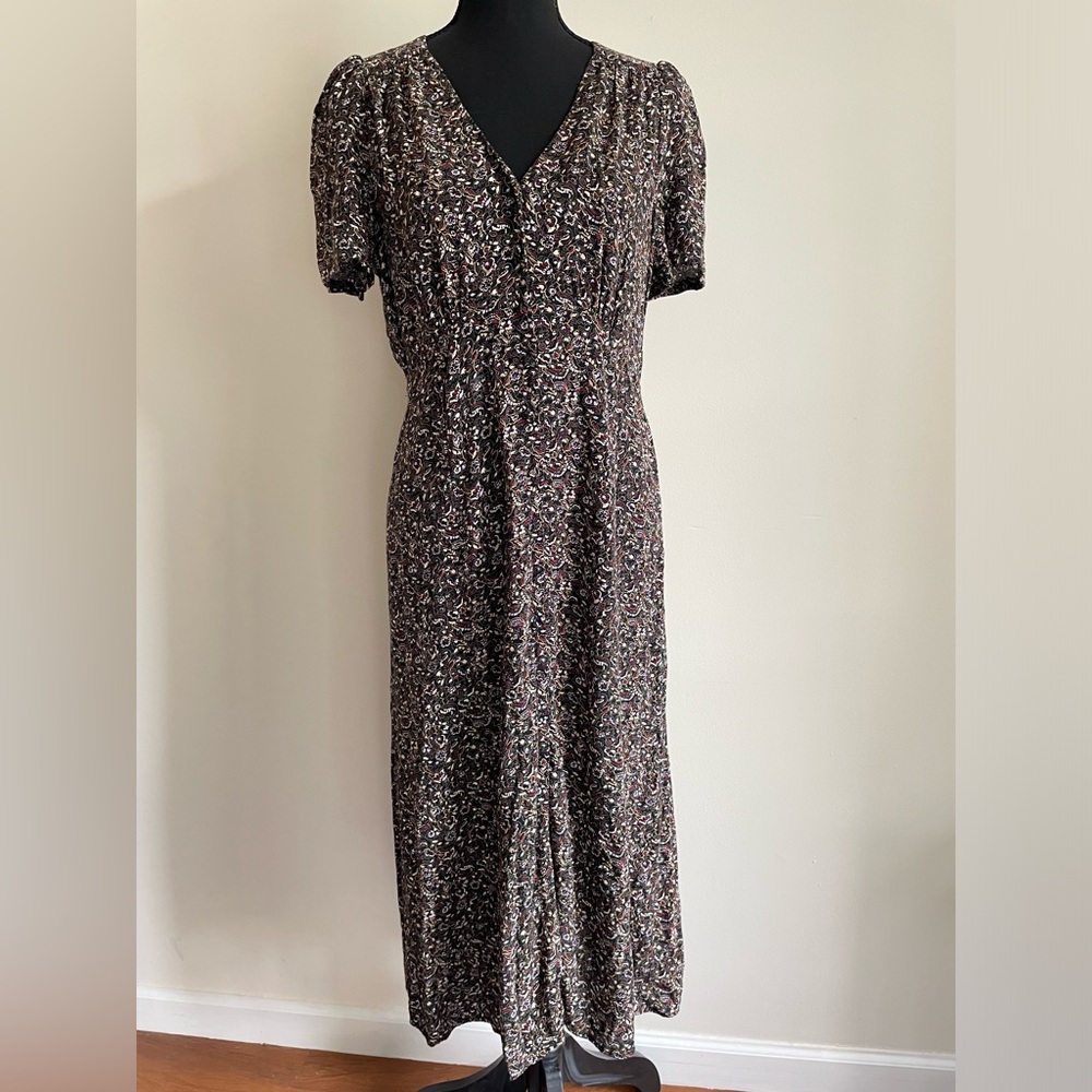 Levi's Women's Sz M Sarina Short Sleeve 90s Midi Dress Paisley Grunge Witchy